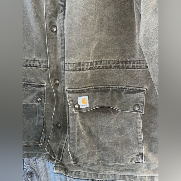 Vintage Carhartt 90s olive green canvas work jacket men’s size XL - Picture 2 of 9